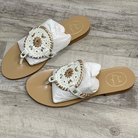 Jack Rogers Georgica Thong Sandals -White Metallic - Picture 6 of 8